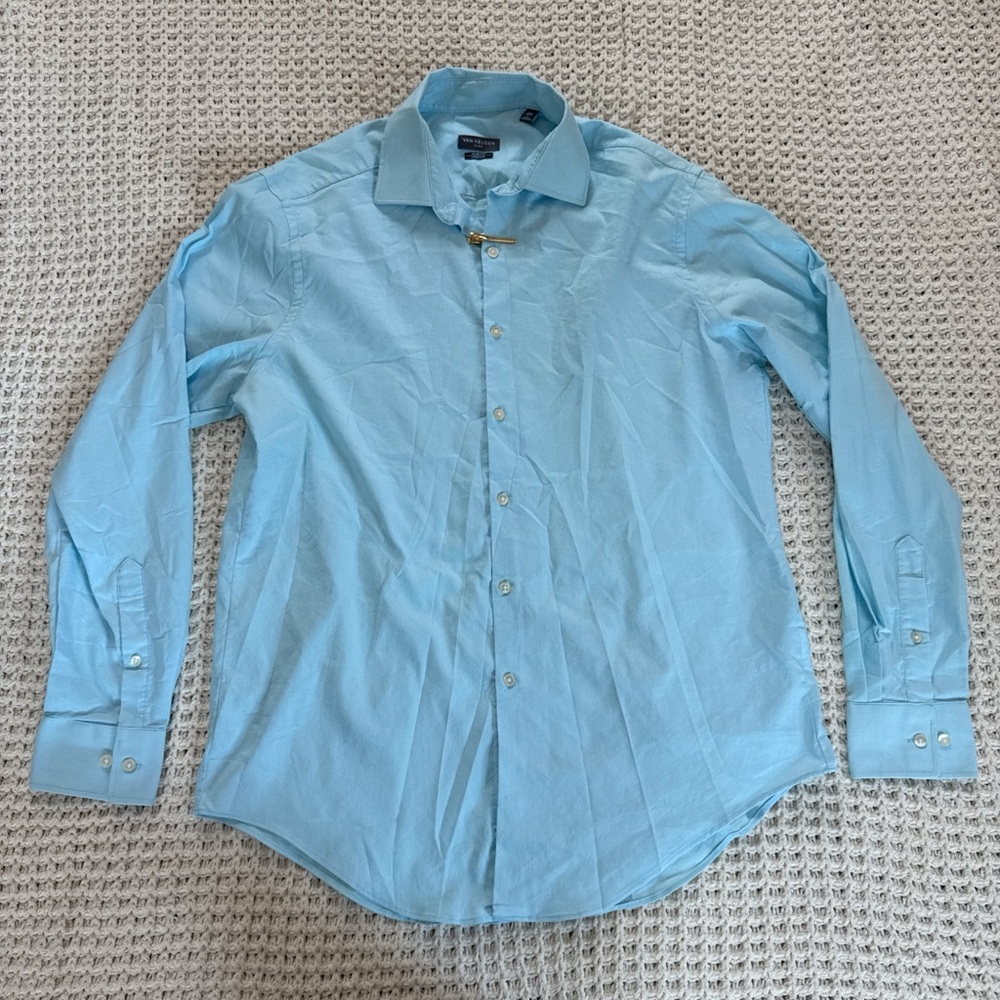 Van Heusen Men's Sky Blue Casual Button Down Shirt